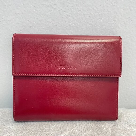 Prada Bordeaus Leather Wallet w/ Coin Pouch - Preowned - Picture 1 of 14